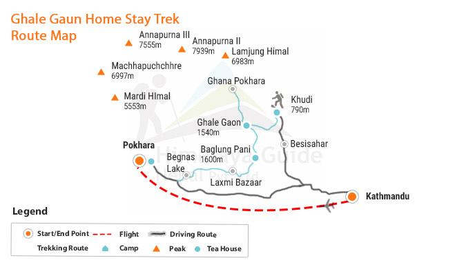 Ghale Gaun Home Stay Trek Map