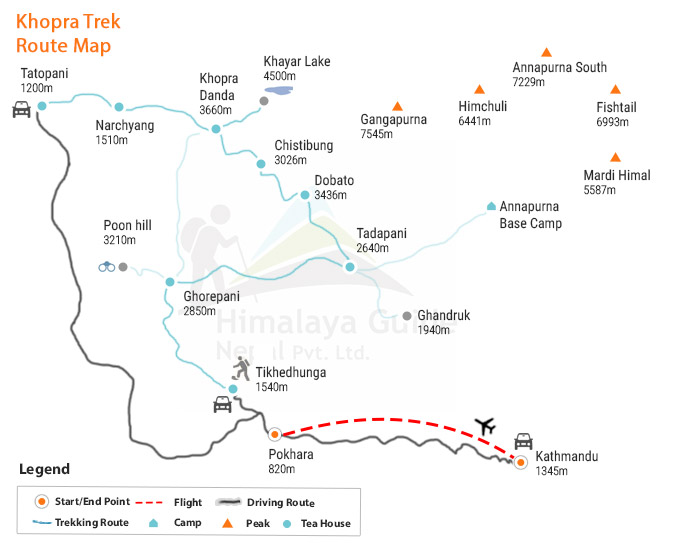Khopra Trek Map