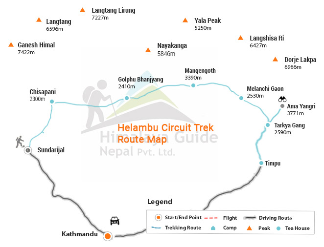 Helambu Circuit Trek Map