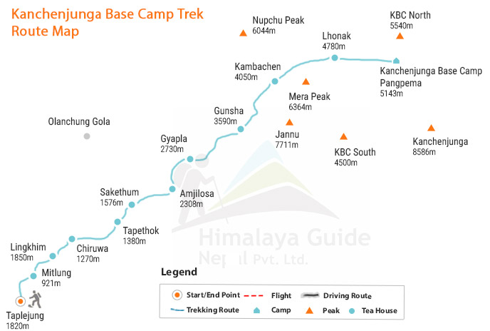 kanchenjunga base camp trek map