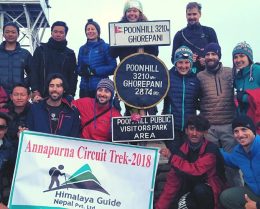 Annapurna Circuit Trek- American Group at Poon Hill 3210M