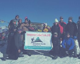 Annapurna Circuit Trek- Group on the top of Thorong La Pass 5416M