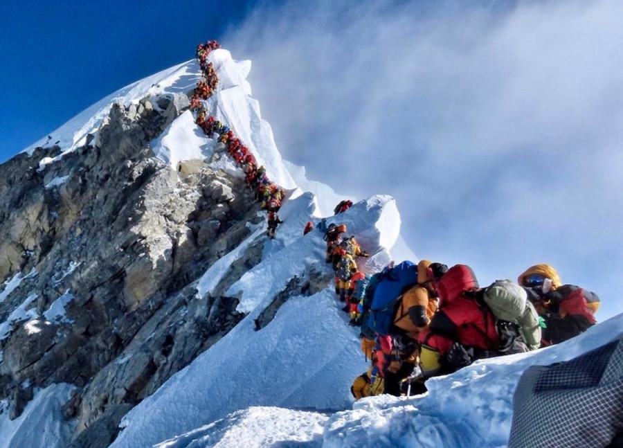 Traffic on the Trail to Everest Climbing
