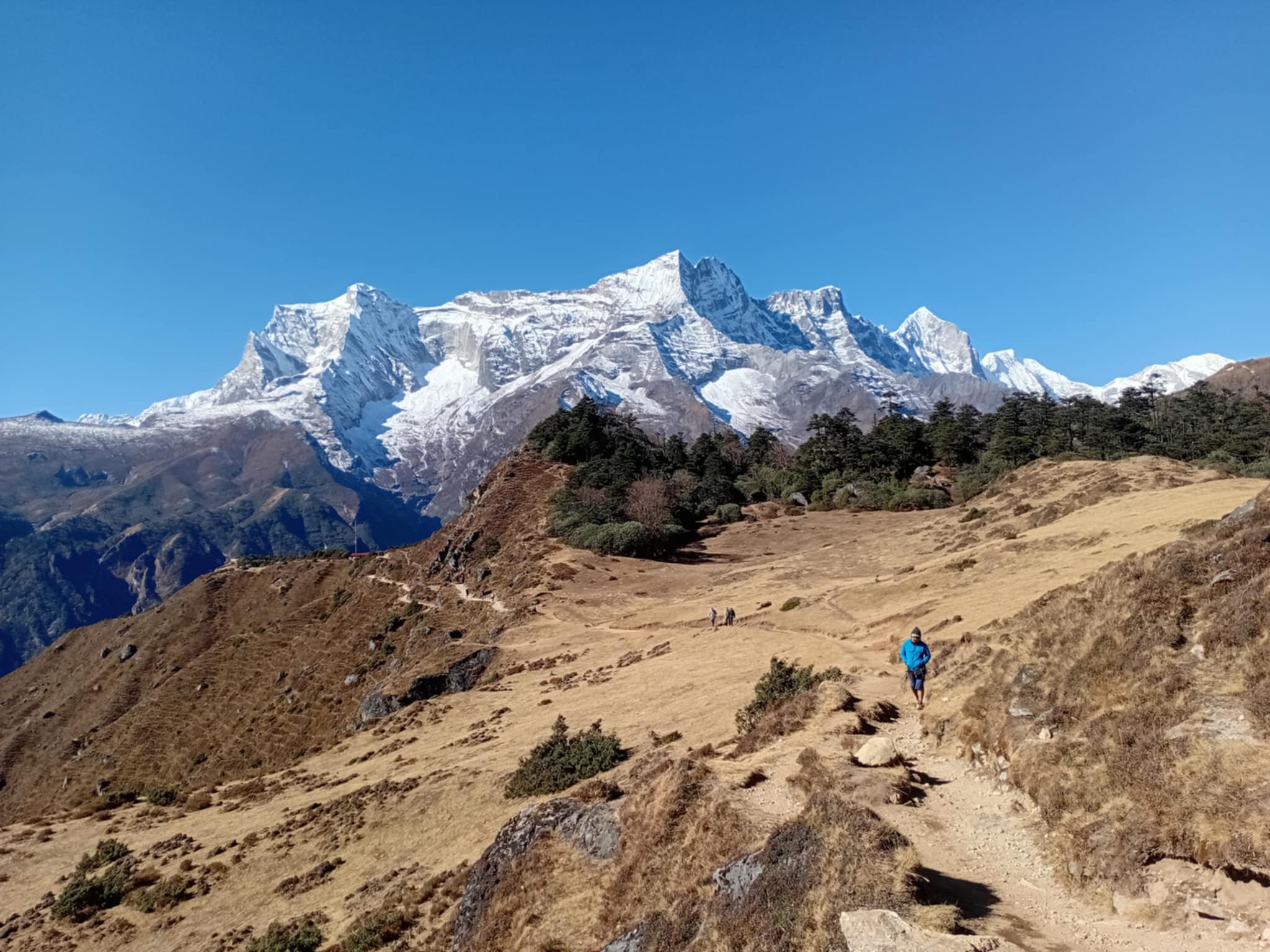 Hiker on Namche Bazar Mountain Route