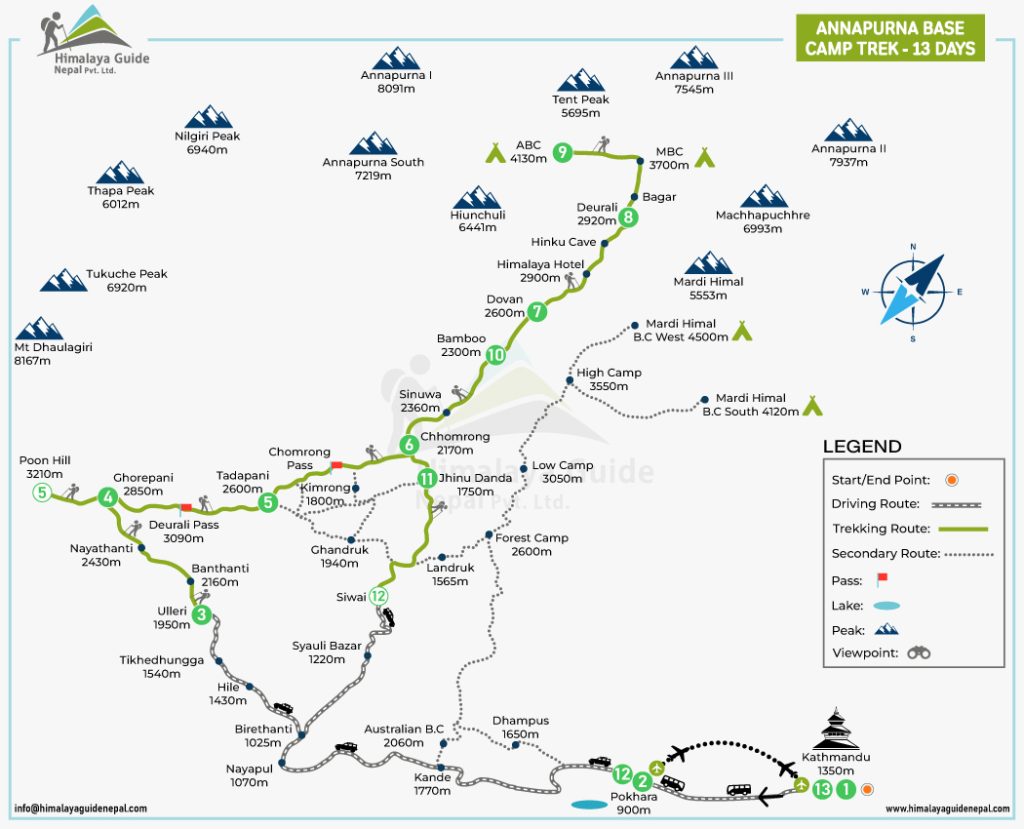 Annapurna Base Camp Trek Map