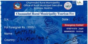 Chumnubri Rural Municipality Entry Permit